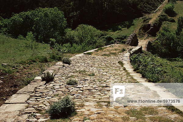 Römische Straße in der Nähe von Cirauqui  Camino  Navarra  Spanien  Europa
