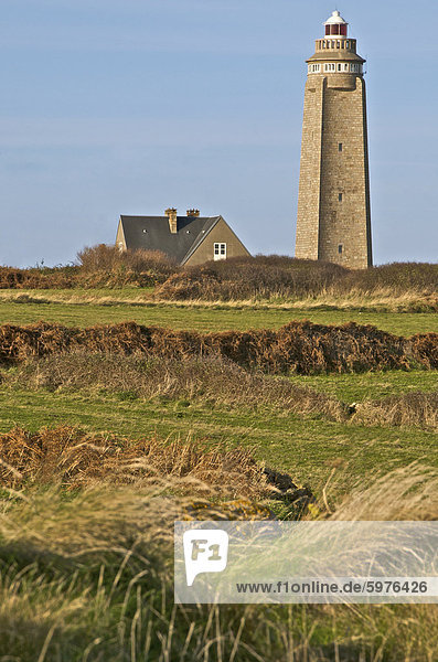 Lighthouse and keepers's house at Cap Levi  Manche  Normandy  France  Europe