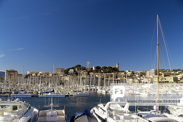Altstadt und touristischen Hafen  Cannes  Alpes-Maritimes  Provence  Cote d ' Azur  Côte d ' Azur  Frankreich  Mediterranean  Europa