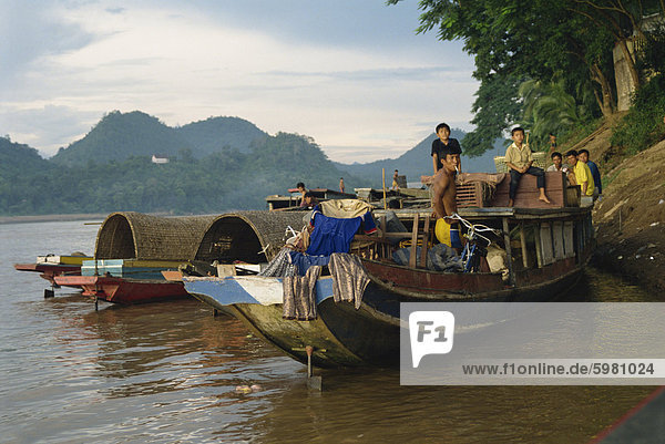 Local boats  Luang Prabang  Laos  Indochina  Southeast Asia  Asia