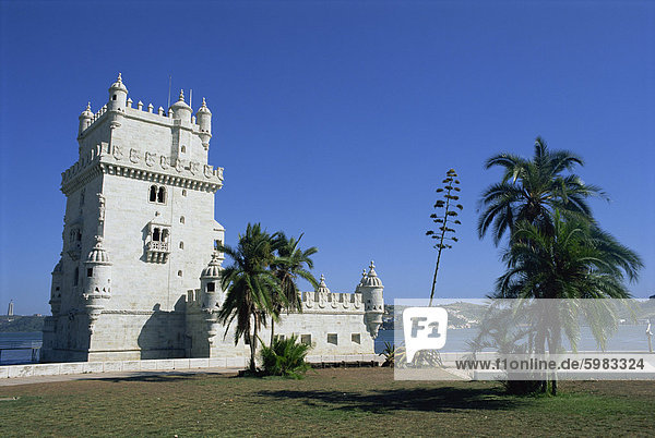 Exterior of Torre de Belem (Belem Tower)  UNESCO World Heritage Site  Belem  Lisbon  Portugal  Europe