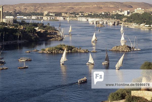 Blick auf den Nil  Assuan  Ägypten  Nordafrika  Afrika