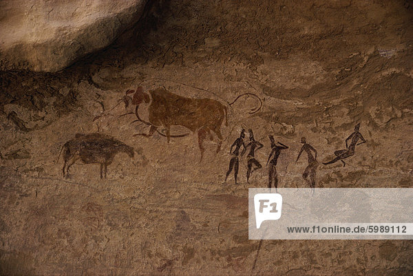Tassili Fels Malereien  UNESCO World Heritage Site  Algerien  Nordafrika  Afrika