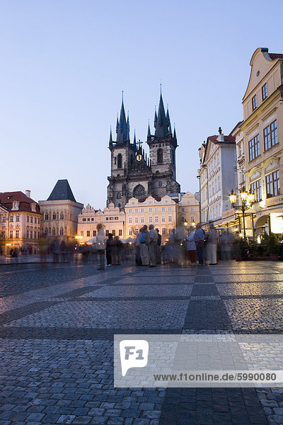 Evening  Old Town Square  Church of Our Lady before Tyn  Old Town  Prague  Czech Republic  Europe