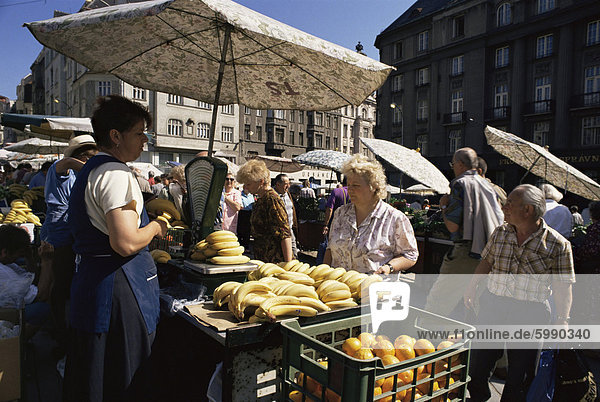 Fruit stall in the market  Brno  Moravia  Czech Republic  Europe