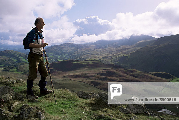 Hill Walker in der Snowdonia-Nationalpark  Gwynedd  Wales  Vereinigtes Königreich  Europa