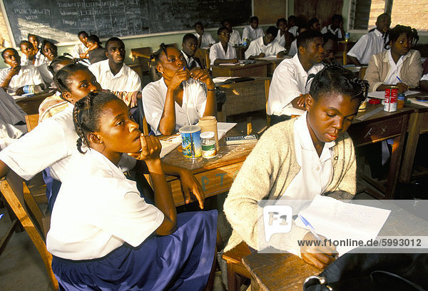 Students in classroom  secondary school  Ghana  West Africa  Africa