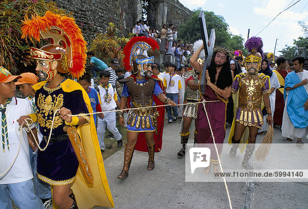 Christ of Calvary in Easter procession  Morionnes  island of Marinduque  Philippines  Southeast Asia  Asia