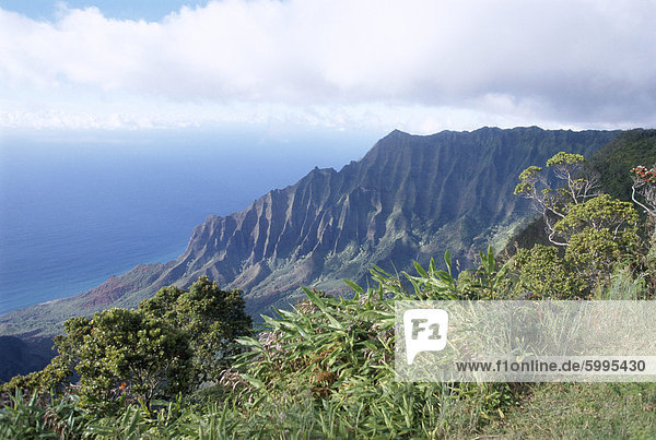 Puu O Kila Ausblick an der Na Pali Küste Kauai Hawaii Hawaii Vereinigte Staaten von Amerika (U.S.A.) Nordamerika