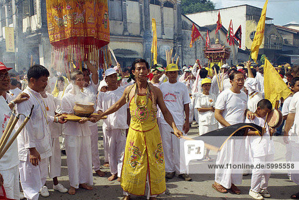 Procession of the Vegetarian Festival  Phuket  Thailand  Southeast Asia  Aisa