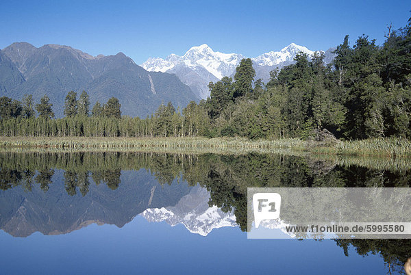Perfekte Reflexion über Lake Matheson  Fox Gletscher  Westland  Südinsel  Neuseeland  Pazifik