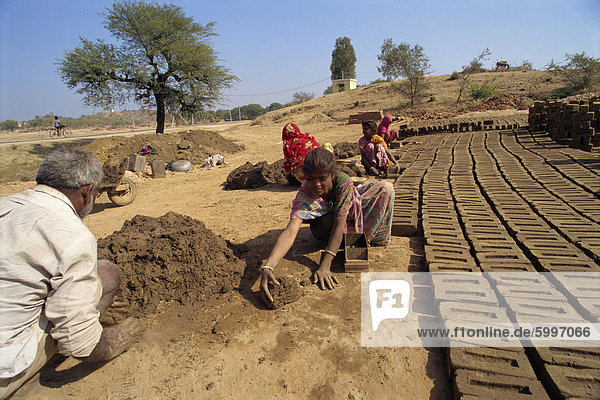 Brick making  Deogarh  Rajasthan state  India  Asia