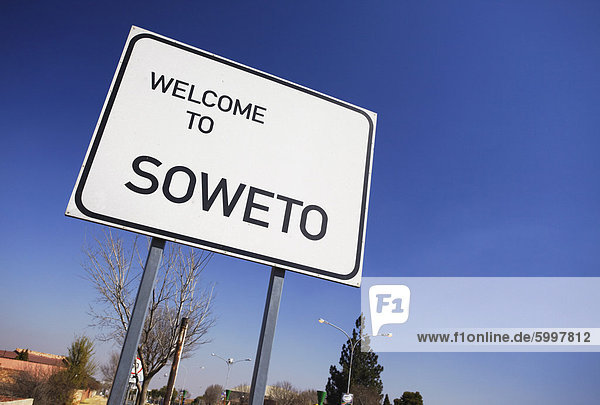 Soweto Straße Zeichen  Soweto  Johannesburg  Gauteng  Südafrika  Afrika