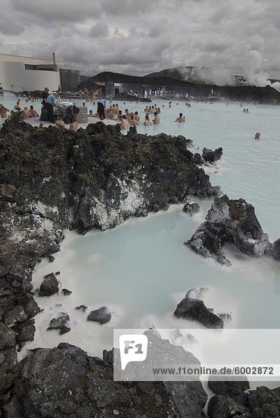 People bathing in hot spring  Blue Lagoon  Iceland  Polar Regions