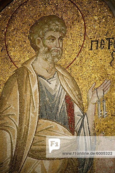Mosaik von St. Peter,  Kirche von St. Saviour in Chora,  Istanbul,  Türkei,  Europa