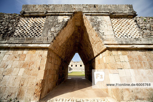 Governor's Palace in the Mayan ruins of Uxmal  UNESCO World Heritage Site  Yucatan  Mexico  North America