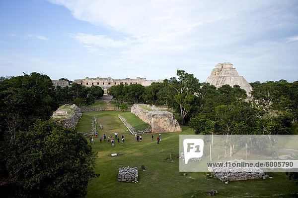 View over the Mayan ruins of Uxmal  UNESCO World Heritage Site  Yucatan  Mexico  North America