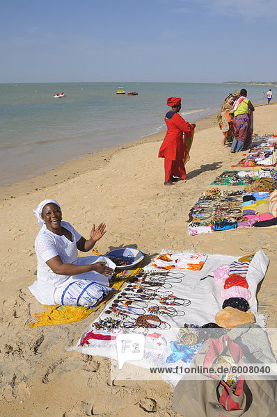 Hawkers on beach at Saly  Senegal  West Africa  Africa