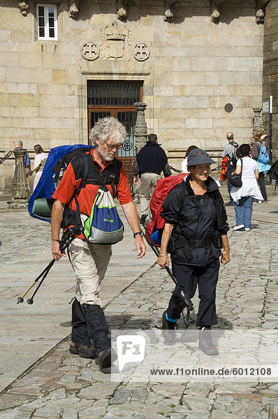 Pilger Santiago De Compostela Galicien Spanien Europa
