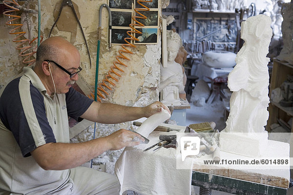 Alabaster sculptor  Volterra  Tuscany  Italy  Europe