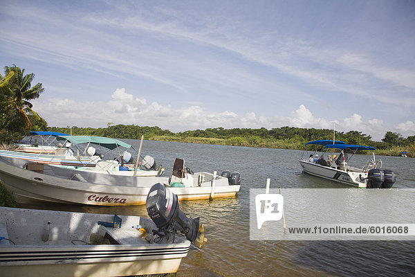 Boats  Monkey River  Placencia  Belize  Central America