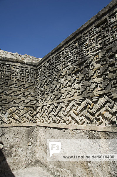 Phantastische geometrische Carving  Palast der die Spalten  Mitla  alten mixtekischen Website  Oaxaca  Mexiko  Nordamerika