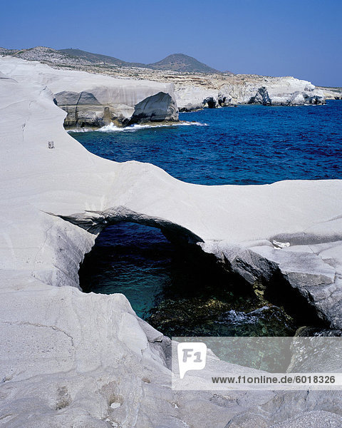 Felsbrocken Europa Küste Anordnung Vulkan Kykladen Griechenland Griechische Inseln Milos