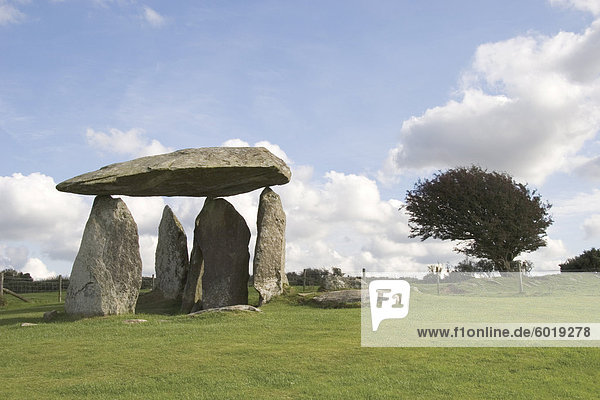 Dolmen  neolithische Grabkammer 4500 Jahre alt  Pentre Ifan  Pembrokeshire  Wales  Vereinigtes Königreich  Europa