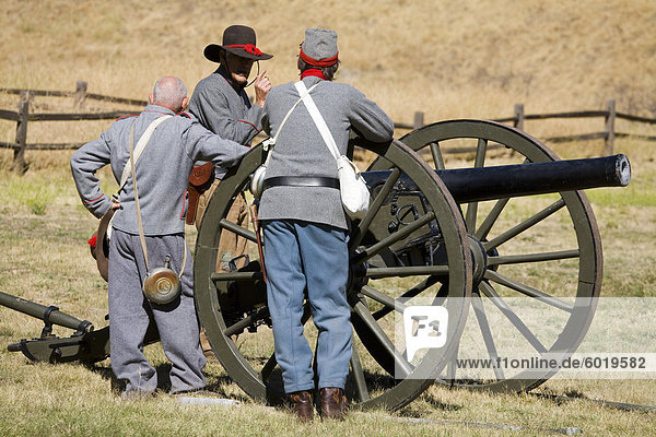 Civil War re-enactment at Fort Tejon State Historic Park  Lebec  Kern County  California  United States of America  North America