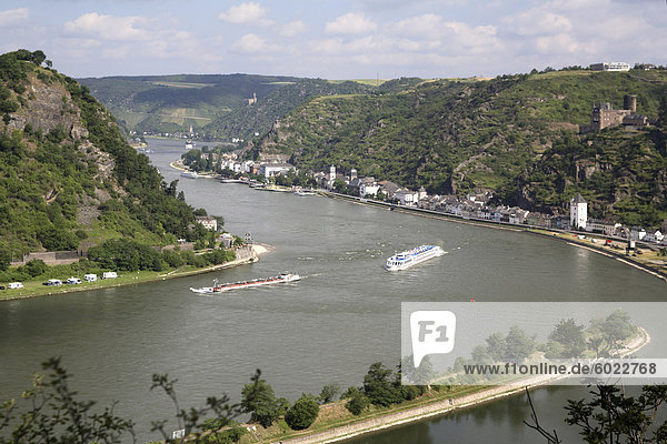 Fluss-Rheinschlucht von Loreley (Lorelei)  Rheinland-Pfalz  Deutschland  Europa