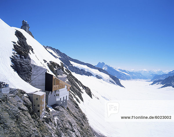 Jungfraujoch 3454 m und Aletschgletscher  Berner Oberland  Schweizer Alpen  Schweiz  Europa
