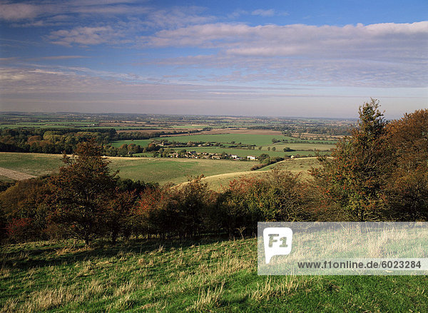 Aussicht von den Hügeln Pegston  ein Gebiet von außergewöhnlicher natürlicher Schönheit  Hertfordshire und Bedfordshire  England  Vereinigtes Königreich  Europa