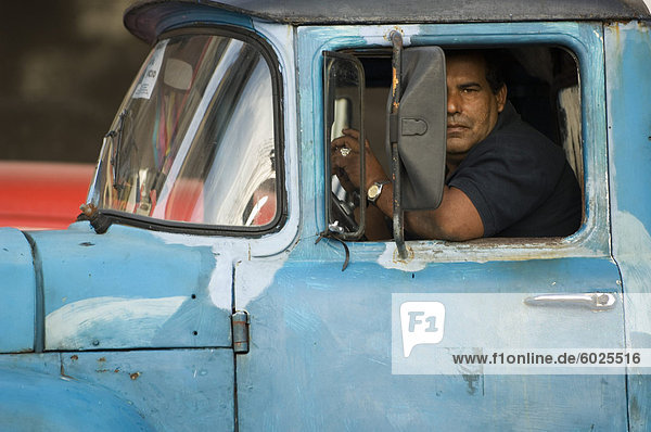 Blue truck  Havana  Cuba  West Indies  Central America