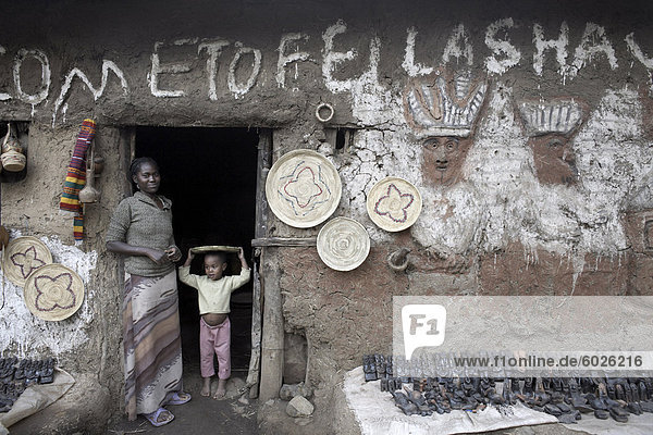 Das Dorf Wolleka  Heimat der Falashas oder äthiopische Juden  in der Nähe von Gondar  Äthiopien  Afrika Zuhause von