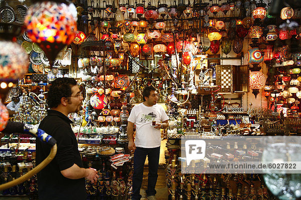 Craft and lanterns shop in the Grand Bazaar  Istanbul  Turkey  Europe