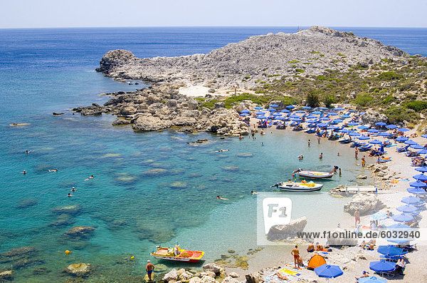 Europa Felsen Strand Gewölbe Dodekanes Griechenland Griechische Inseln Rhodos