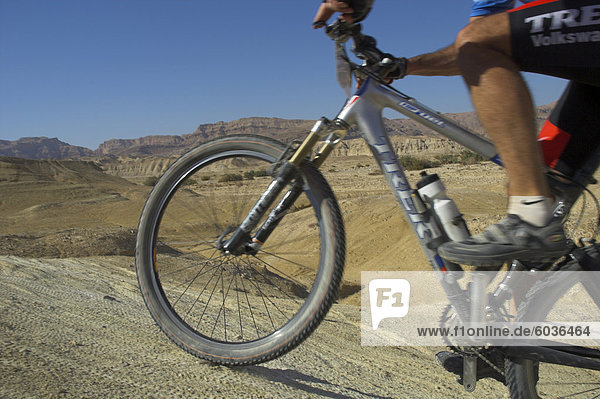 Close-up of front wheel and frame of mountain bicycle in the Mount Sodom International Mountain Bike Race  Dead Sea area  Israel  Middle East