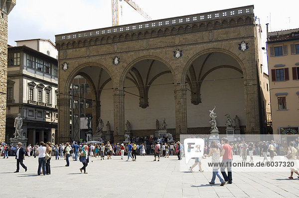 Loggia dei Lanzi  on the Piazza della Signoria  Florence (Firenze)  Tuscany  Italy. Europe