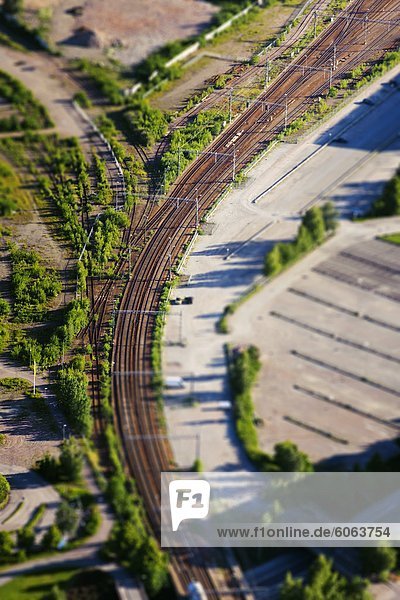 Luftbild vom Bahngleis