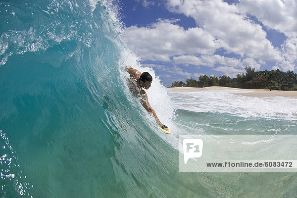 Mann  Strand  jung  Hawaii  North Shore  Oahu  Wellenreiten  surfen