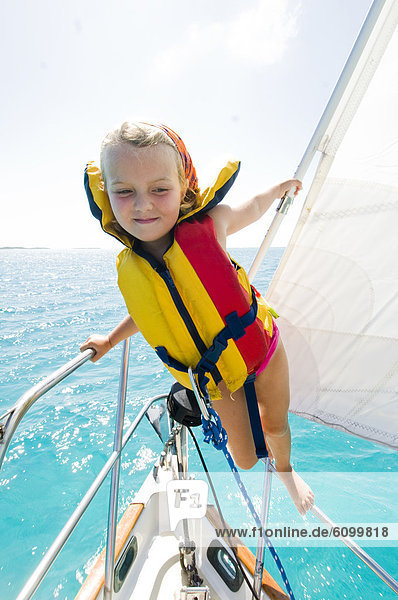 Segeln  balancieren  Boot  jung  Geländer  Mädchen  Bahamas