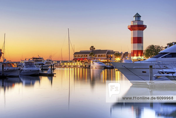Harbour Town at dusk on Hilton Head Island  South Carolina.