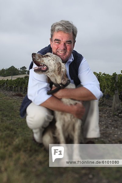 Mann  Hund  Bordeaux