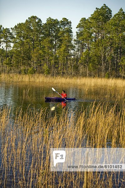 A man kayaks through a part of the Green Swamp in Southeast North Carolina