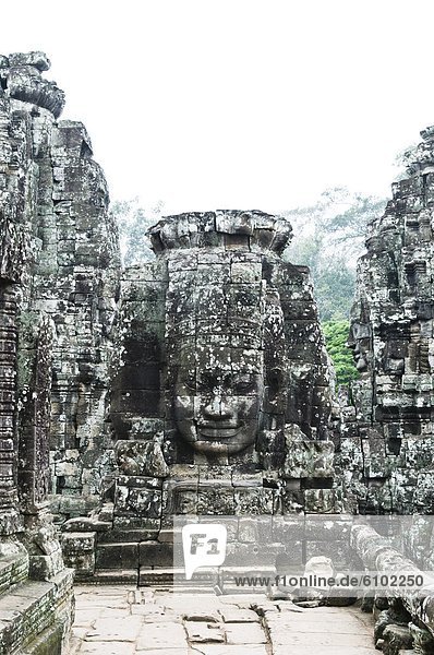 Stone Buddha head  Angkor Wat  Cambodia.