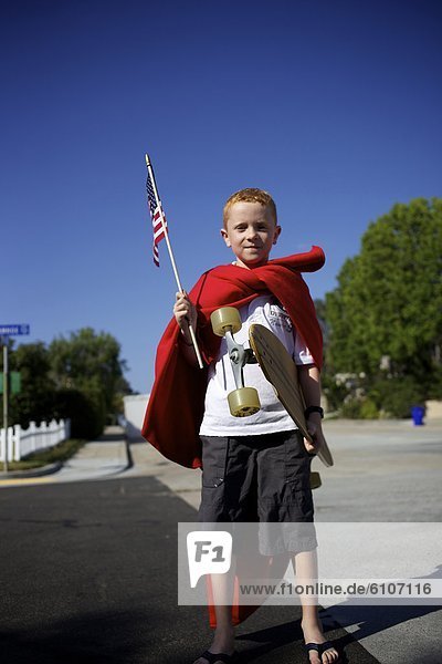 Patriotic Boy with American Flag