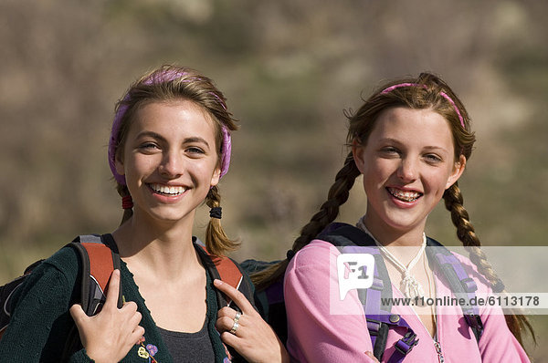 two girls hiking