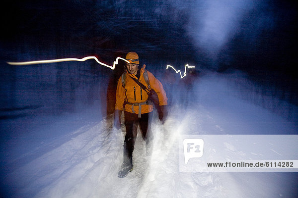 Ice climbing  New Hampshire  at dusk. (shutter drag)