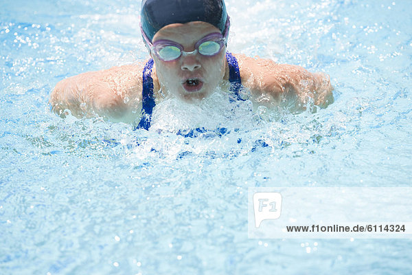 Girl swimming in San Francisco California.