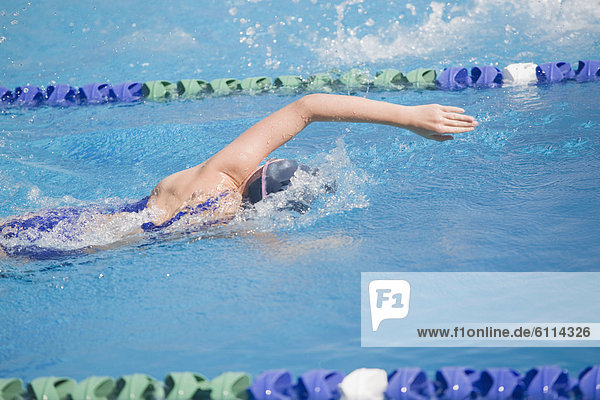 Girl swimming in San Francisco California.